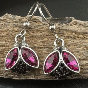 💕🐞RARE BRIGHTON VINTAGE Pink Ladybug Earrings!